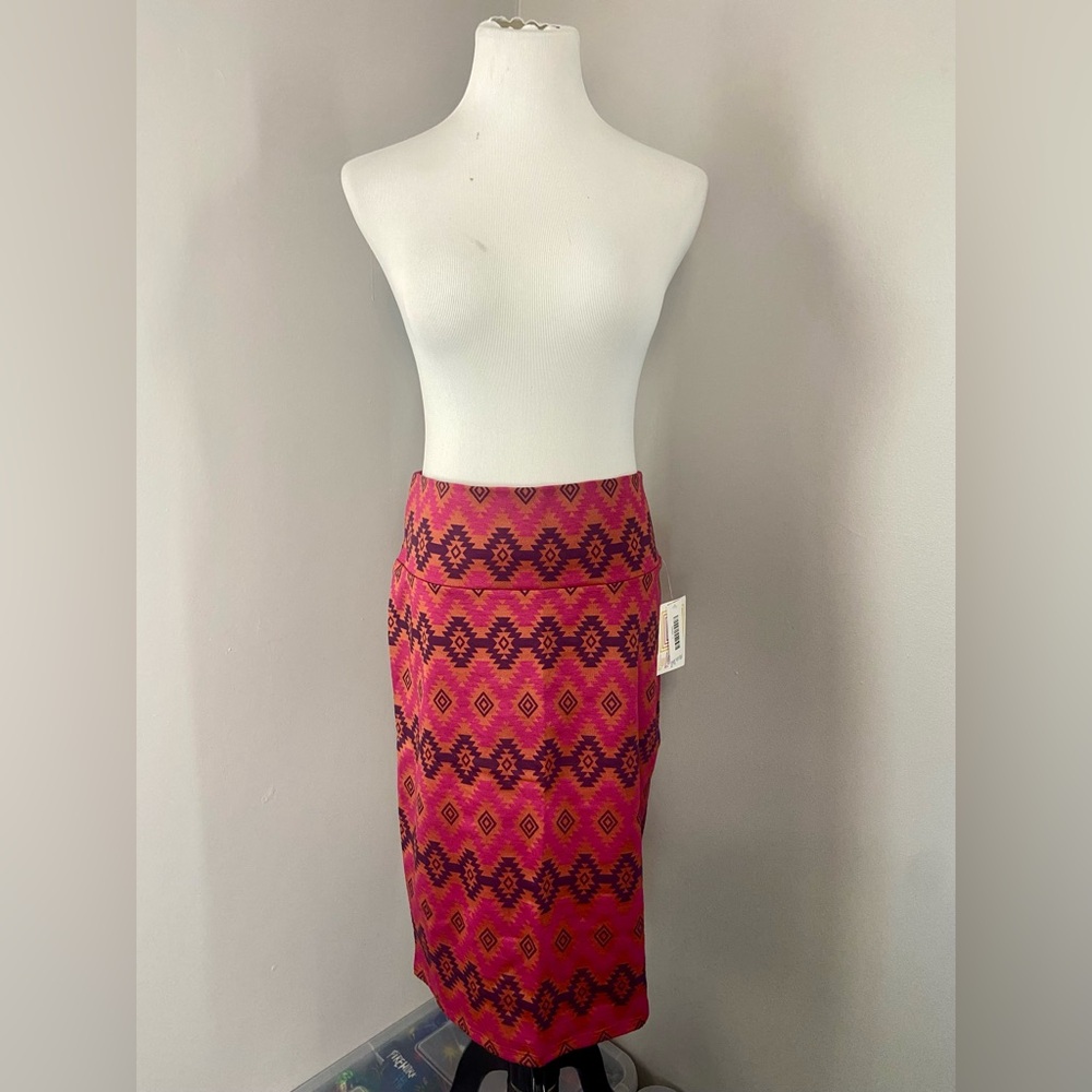 LuLaRoe Cassie Pencil Skirt NWT Fitted Knee Length Pink Southwestern Aztec Style
